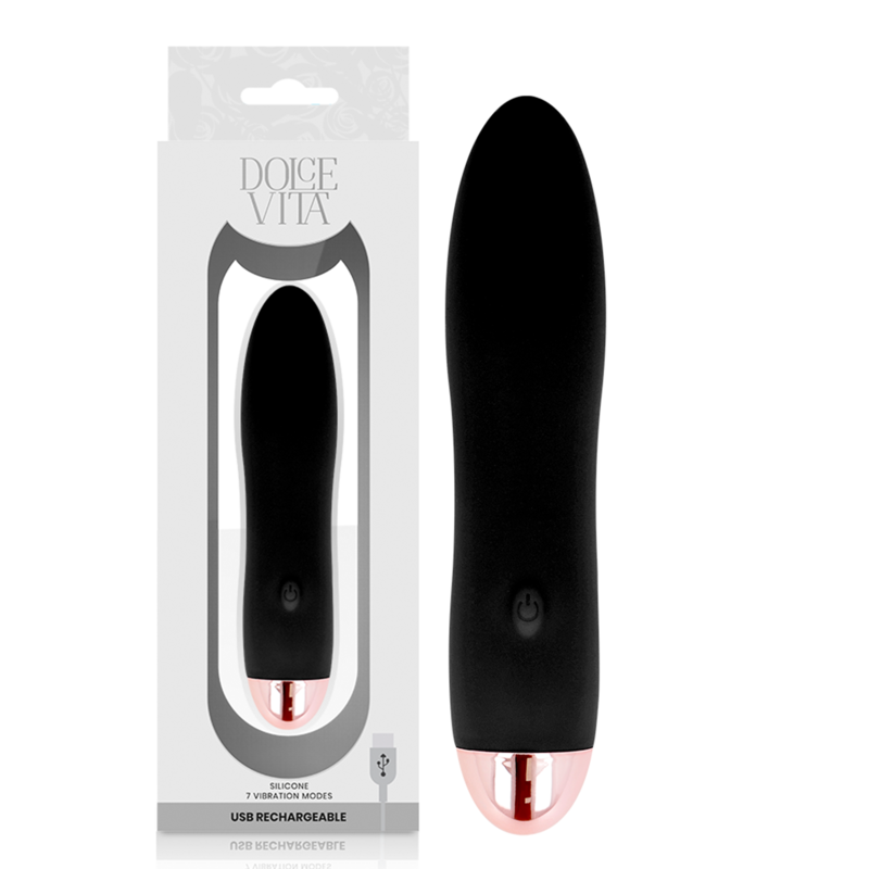 DOLCE VITA Vibrateur Rechargeable Quatre Noir 7 Vitesses - Aura Intime