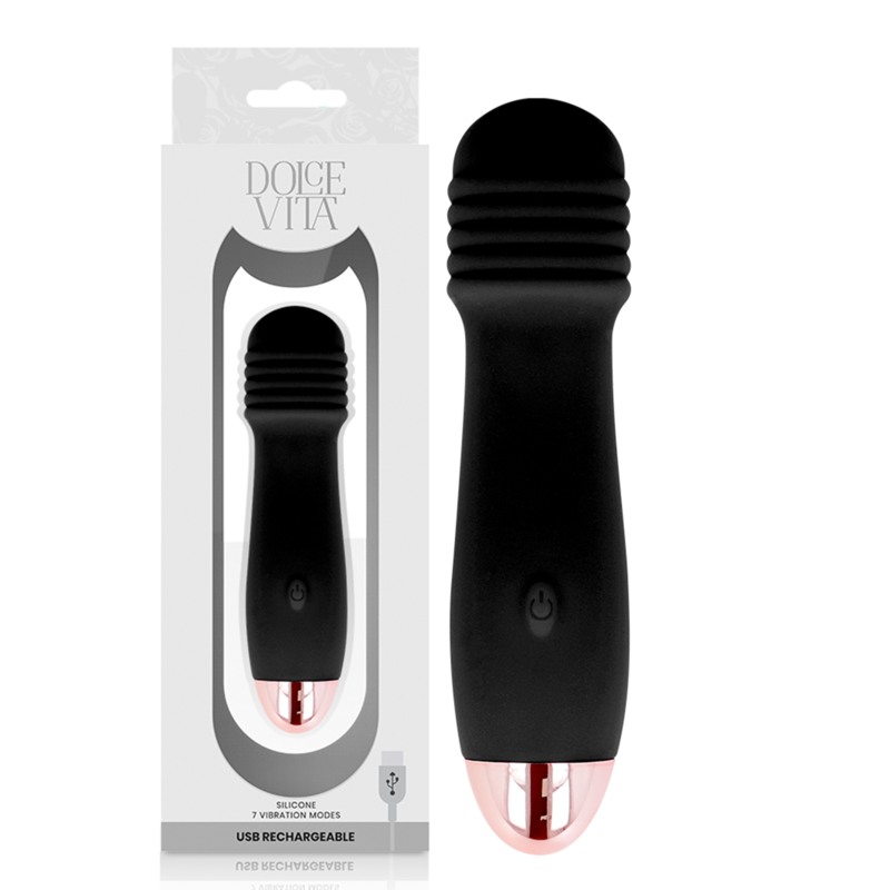 DOLCE VITA Vibrateur Rechargeable Trois Noir 7 Vitesses - Aura Intime