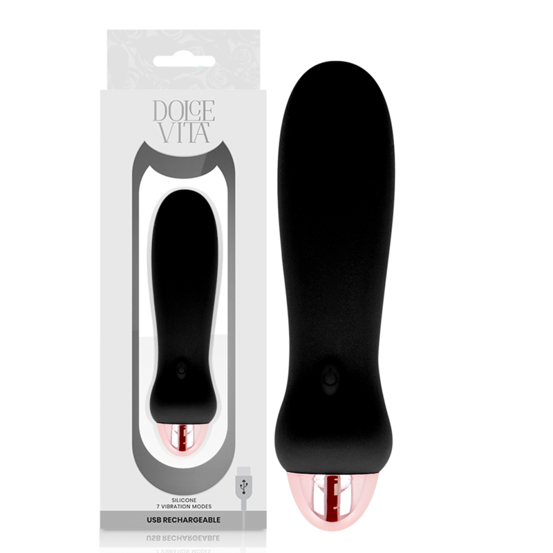 DOLCE VITA Vibrateur Rechargeable Cinq Noir 7 Vitesses - Aura Intime
