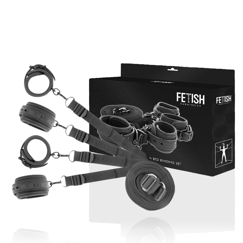 FETISH SUBMISSIVE BONDAGE Ensemble Menottes Liens Doublure Noprène — vue détaillée
