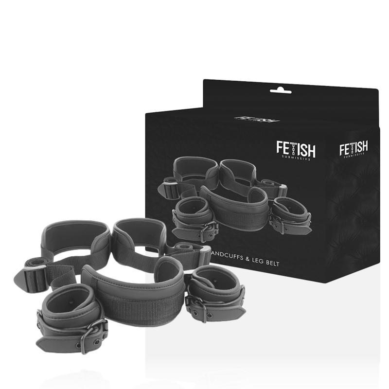 FETISH SUBMISSIVE BONDAGE Position Jambes Ouvertes Menottes Doublées Noprène — vue détaillée