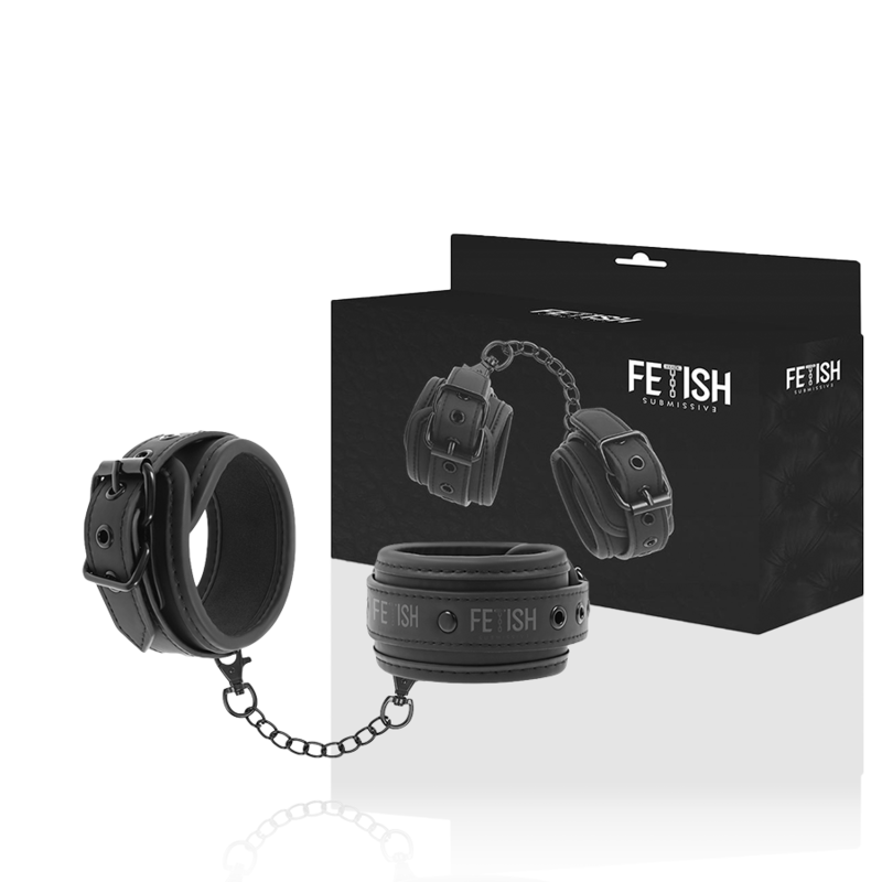 FETISH SUBMISSIVE BONDAGE Menottes Cuir Végétalien Doublure Noprène — vue détaillée