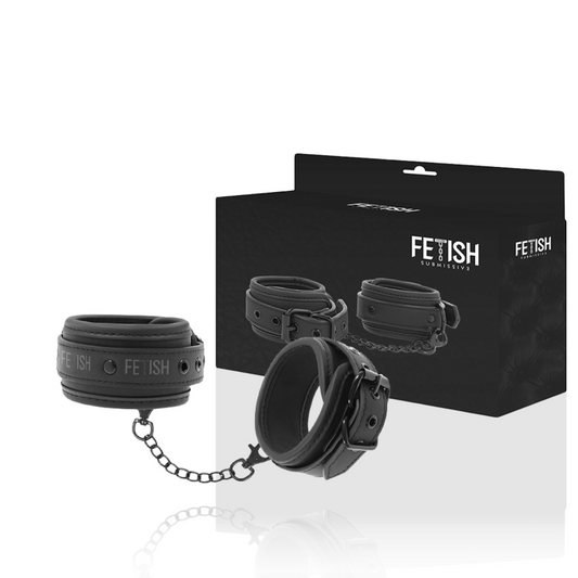 FETISH SUBMISSIVE BONDAGE Chevilles Cuir Végétalien Doublure Noprène - Aura Intime