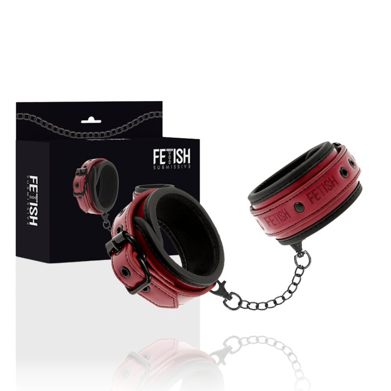 FETISH SUBMISSIVE DARK ROOM Menottes Cuir Végan Doublure Néoprène — vue détaillée