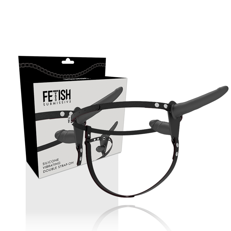 FETISH SUBMISSIVE HARNESS VIBRATEUR NOIR DOUBLE PÉNÉTRATION — vue détaillée