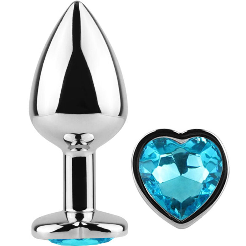 SECRETPLAY TOYS Plug Anal Métal Coeur Bleu Petite Taille 7 Cm - Aura Intime