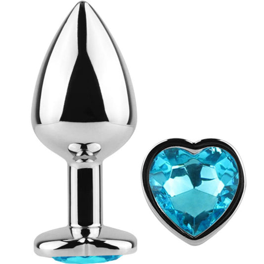 SECRETPLAY TOYS Plug Anal Métal Coeur Bleu Petite Taille 7 Cm - Aura Intime
