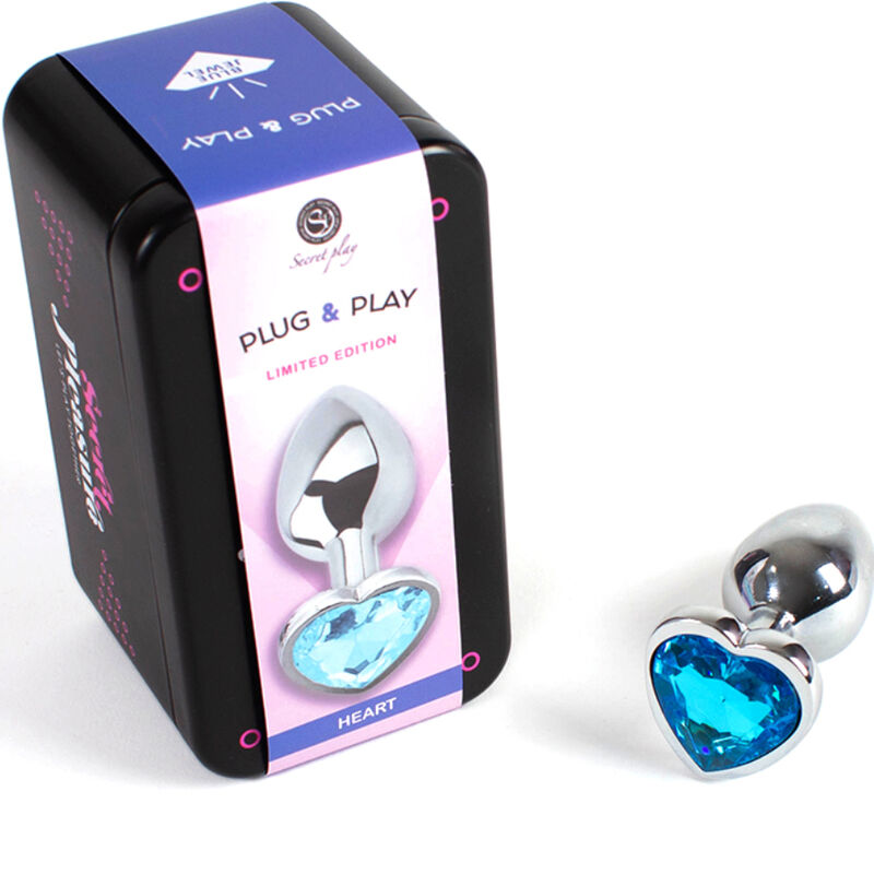 SECRETPLAY TOYS Plug Anal Métal Coeur Bleu Petite Taille 7 Cm — vue détaillée
