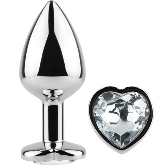 SECRETPLAY TOYS Plug Anal Métal Coeur Cristal Clair Petite Taille 7 Cm - Aura Intime