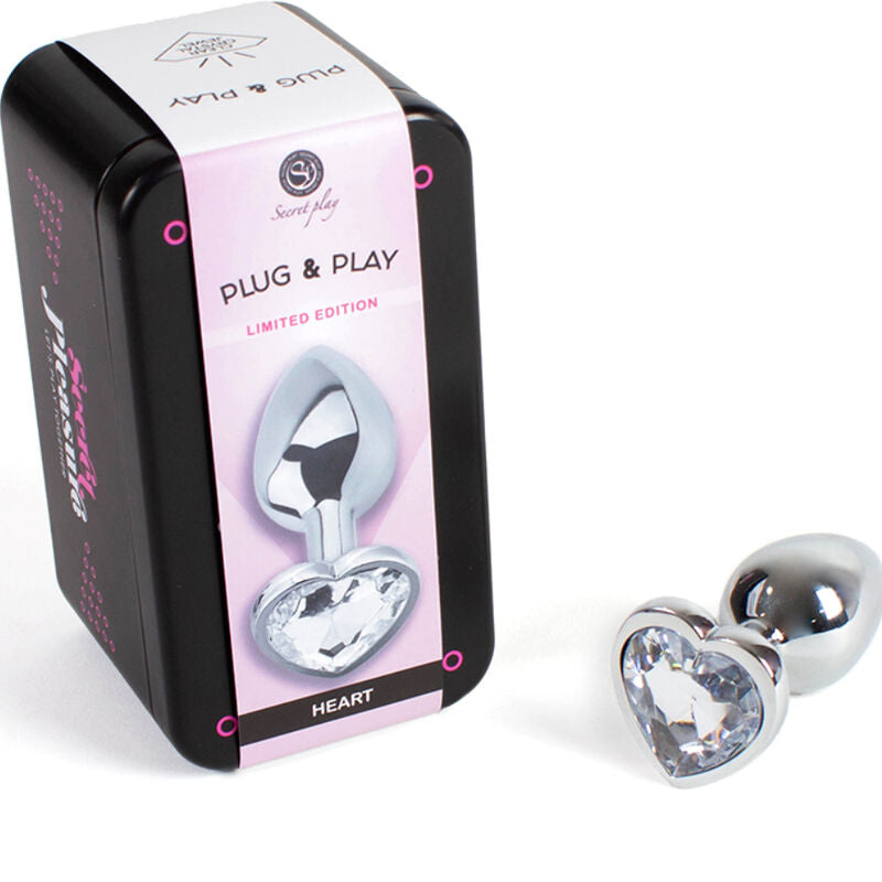 SECRETPLAY TOYS Plug Anal Métal Coeur Cristal Clair Petite Taille 7 Cm — vue détaillée