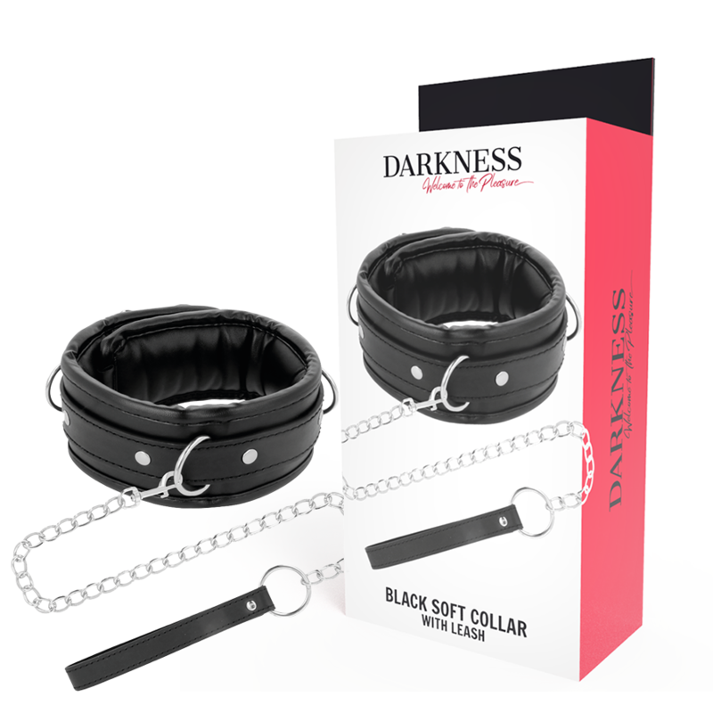 DARKNESS BONDAGE Collier Cuir Souple Chaîne - Aura Intime