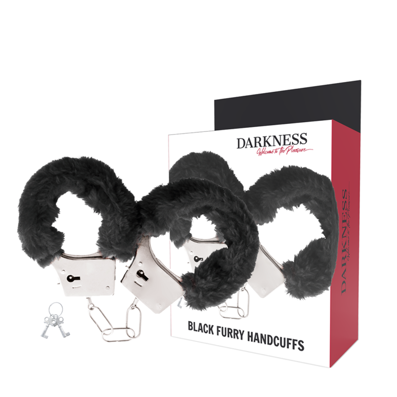 DARKNESS BONDAGE Menottes Métal Doublées Noires - Aura Intime