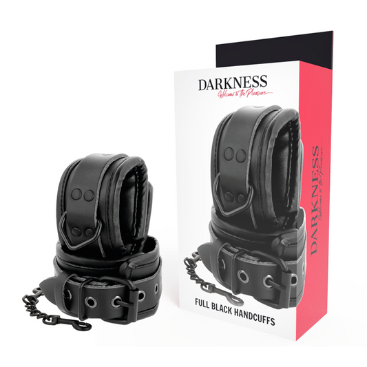 DARKNESS BONDAGE Menottes Réglables Cuir Noir - Aura Intime