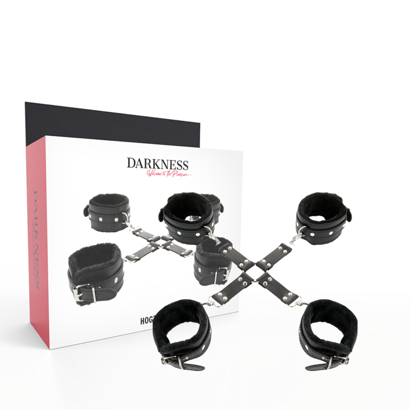 DARKNESS BONDAGE Menottes Cuir Pieds Mains Noir - Aura Intime