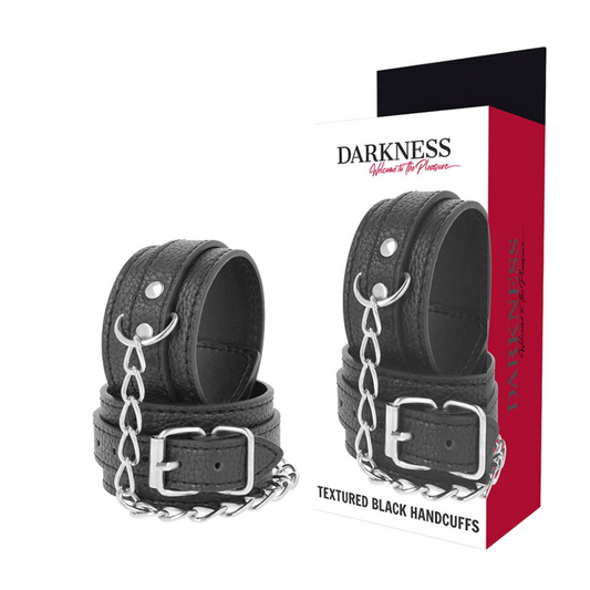 DARKNESS BONDAGE Menottes Cuir Texturé Noir - Aura Intime