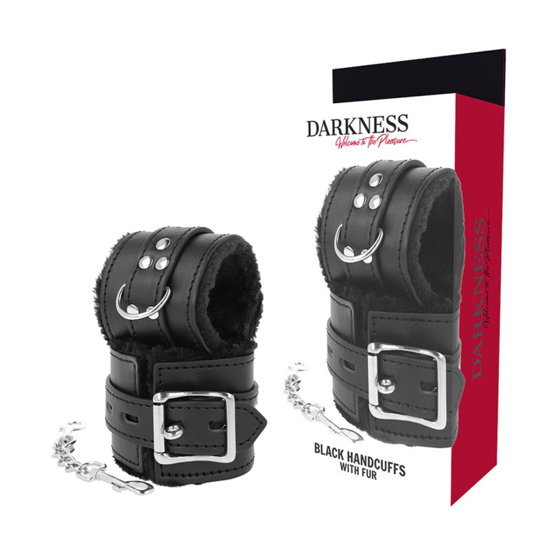 DARKNESS BONDAGE Menottes Bdsm Doublées Noires - Aura Intime
