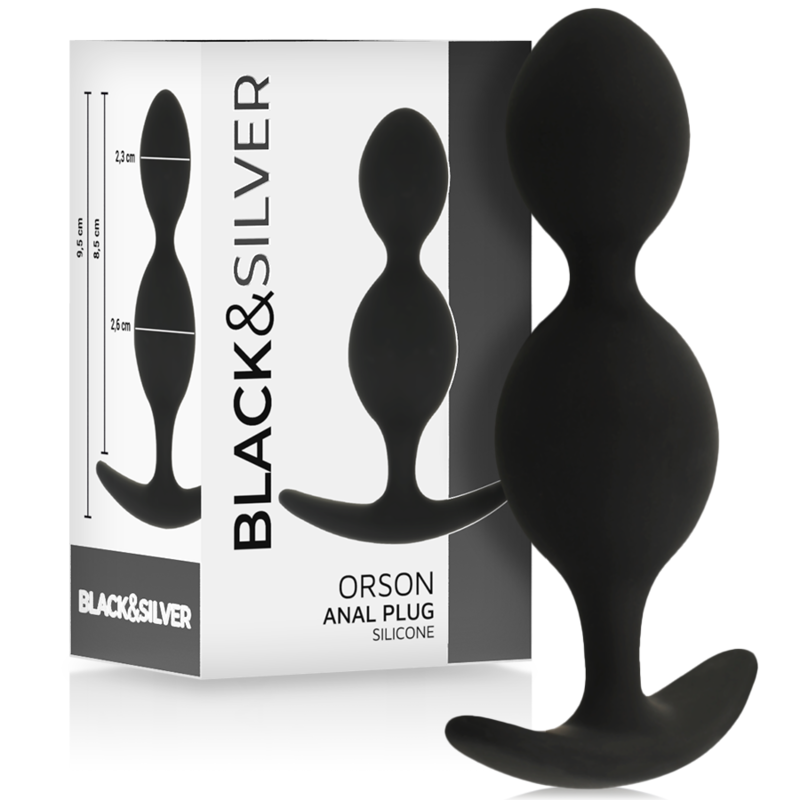 BLACK&SILVER Plug Orson Silicone 2 Ondes Anal 9 Cm - Aura Intime