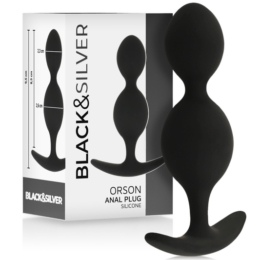 BLACK&SILVER Plug Orson Silicone 2 Ondes Anal 9 Cm - Aura Intime