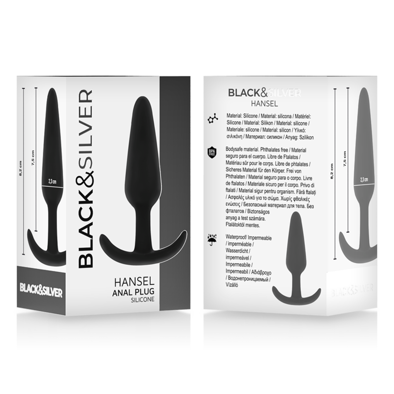 BLACK&SILVER Bouchon Anal Silicone Hansel Petite Poignée — accessoires inclus