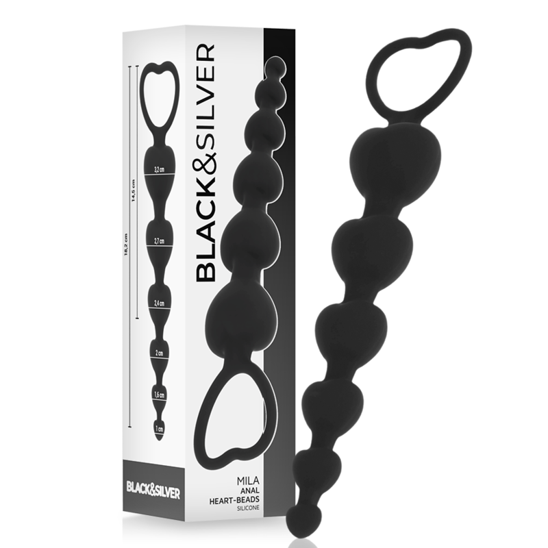 BLACK&SILVER Chaîne Coeurs Anal Mila 18 Cm - Aura Intime