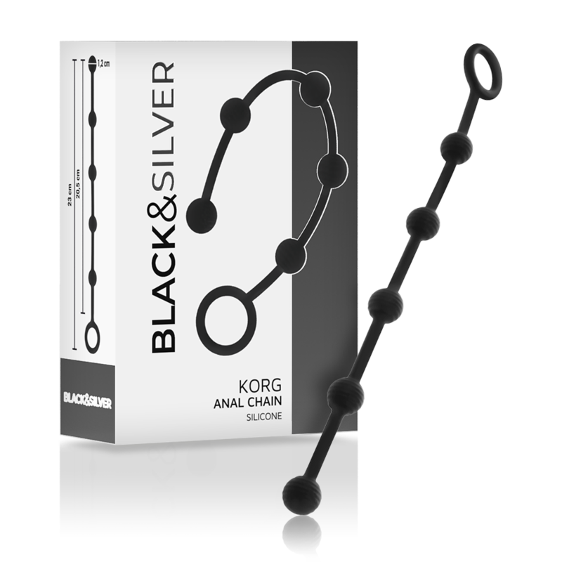 BLACK&SILVER Chapelet Anal Korg Silicone Initiation 21 Cm - Aura Intime