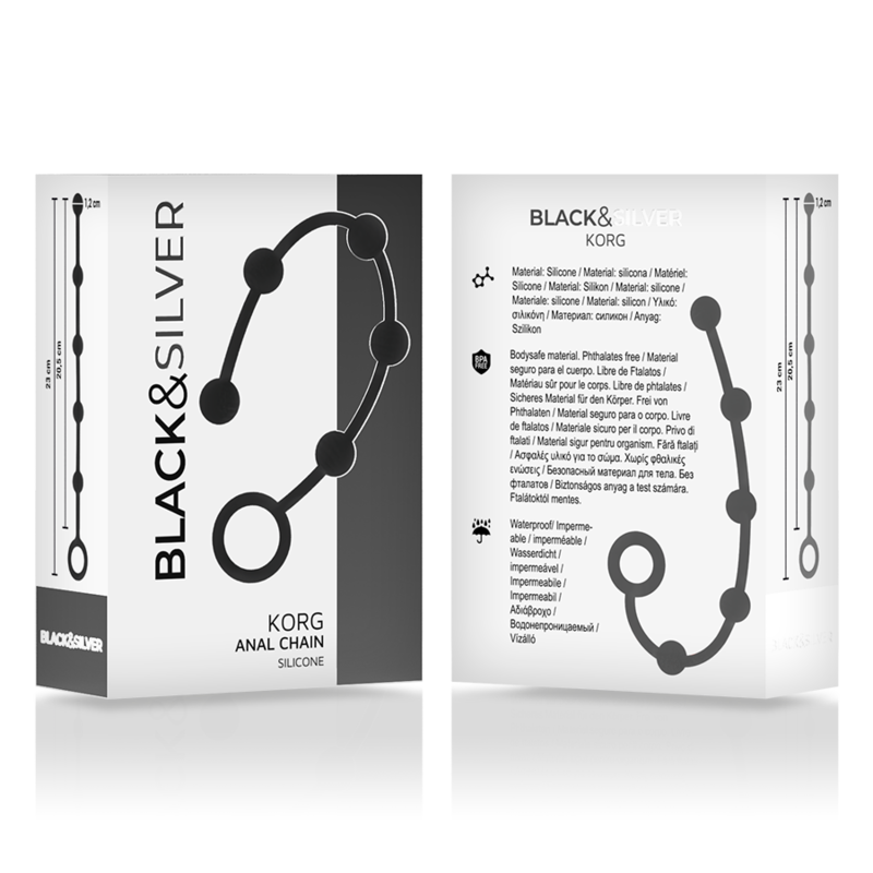BLACK&SILVER Chapelet Anal Korg Silicone Initiation 21 Cm — vue arrière