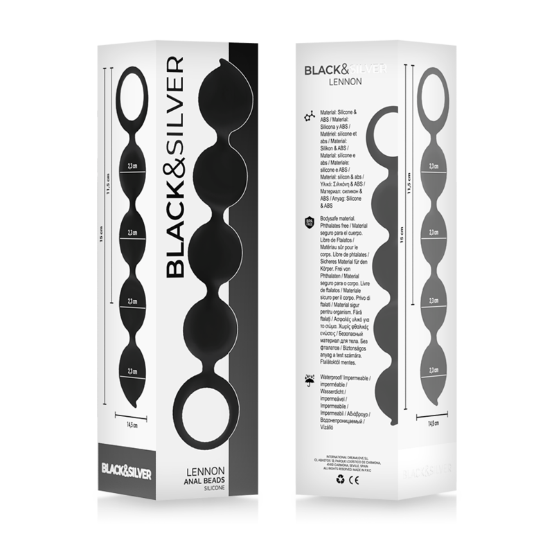 BLACK&SILVER Chapelet Anal Lennon 4 Sphères Silicone 15 Cm — vue arrière