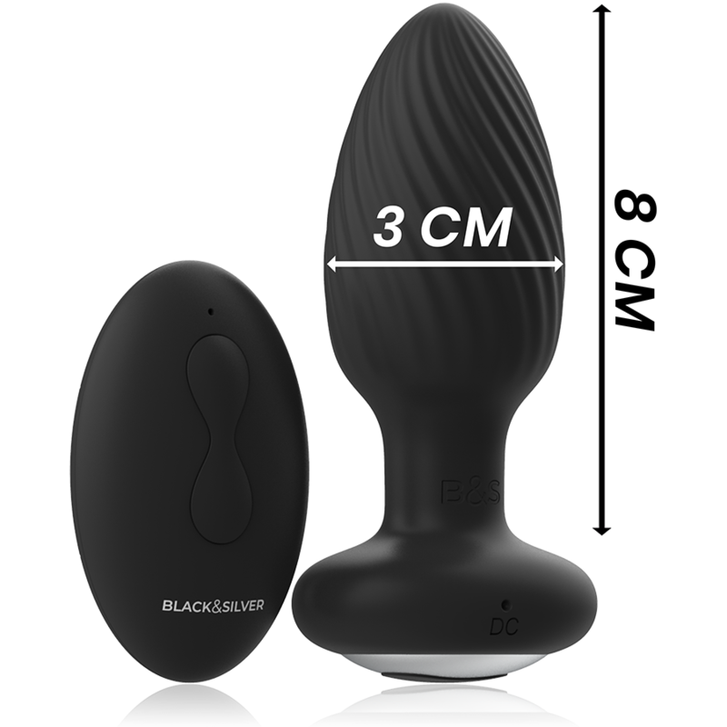 BLACK&SILVER Télécommande Rotateur Anal Silicone Wells Plug — vue arrière