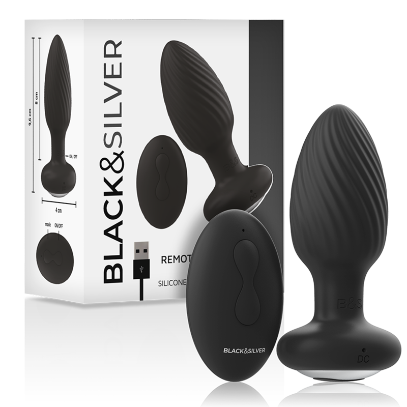 BLACK&SILVER Télécommande Rotateur Anal Silicone Wells Plug - Aura Intime
