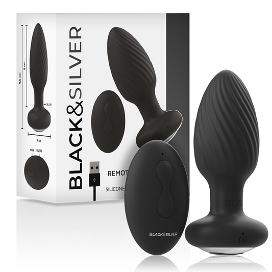 BLACK&SILVER Télécommande Rotateur Anal Silicone Wells Plug - Aura Intime