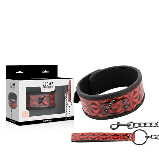 BEGME RED EDITION Collier Cuir Végan Premium Édition Rouge Doublure Néoprène - Aura Intime