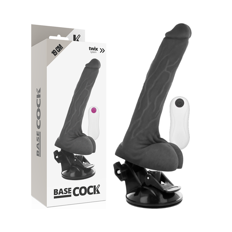 BASECOCK Vibrateur Réaliste Télécommande Noir 19 Cm -O- 4 Cm - Aura Intime