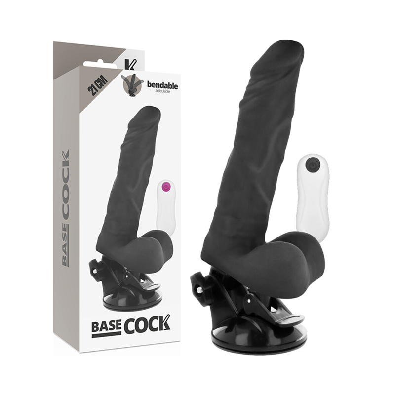 BASECOCK Vibrateur Articulable Télécommande Noir 21 Cm -O- 5 Cm - Aura Intime