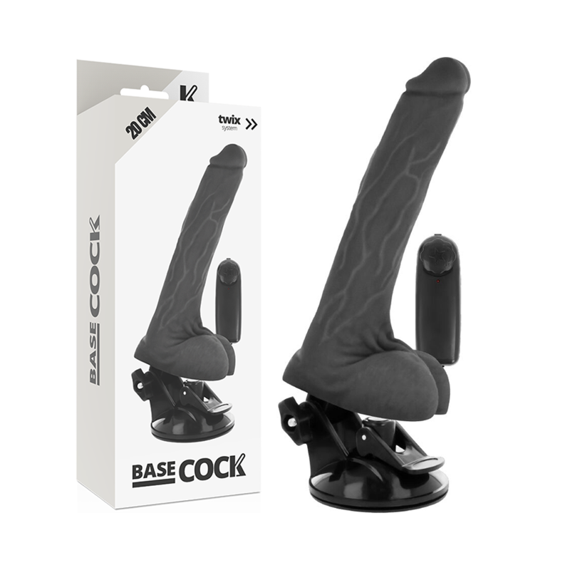 BASECOCK Vibrateur Réaliste Noir Télécommande Testicules 20 Cm -O-... - Aura Intime