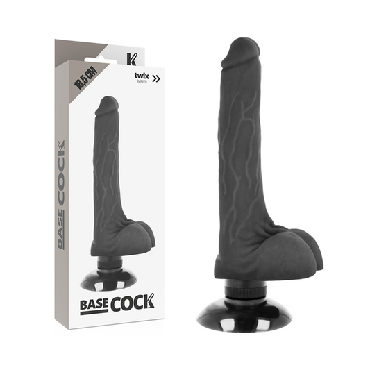 BASECOCK Vibrateur Réaliste 2-1 Noir 18.5 Cm -O- 4 Cm - Aura Intime