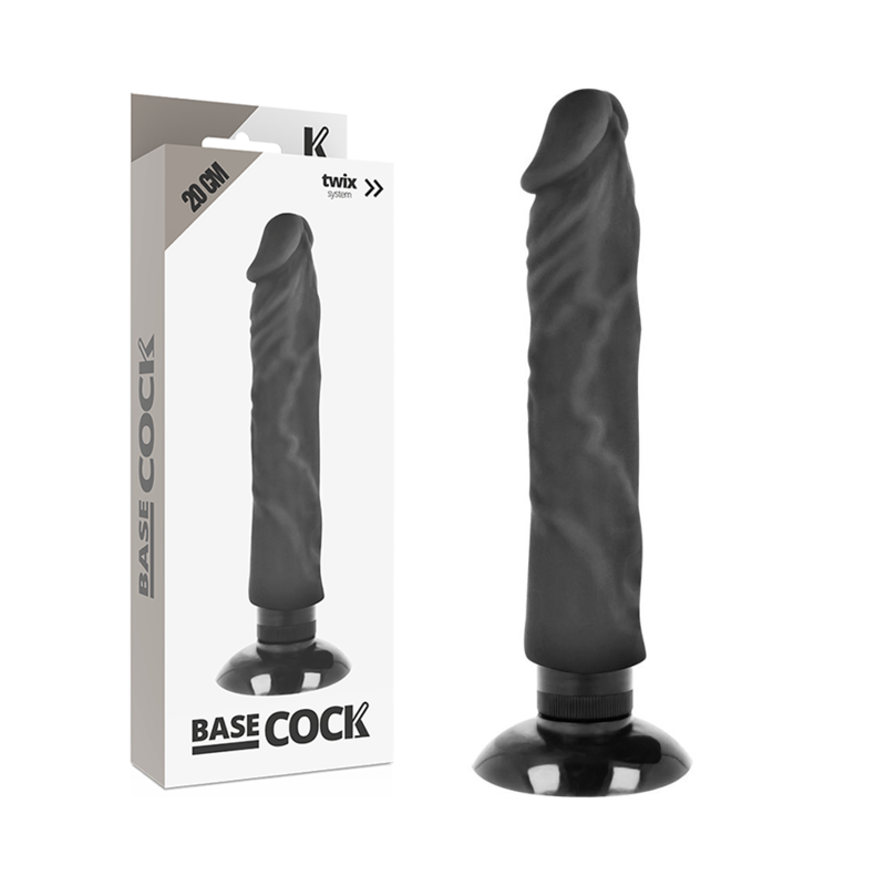 BASECOCK Vibrateur Réaliste 2-1 Noir 20 Cm -O- 4 Cm - Aura Intime