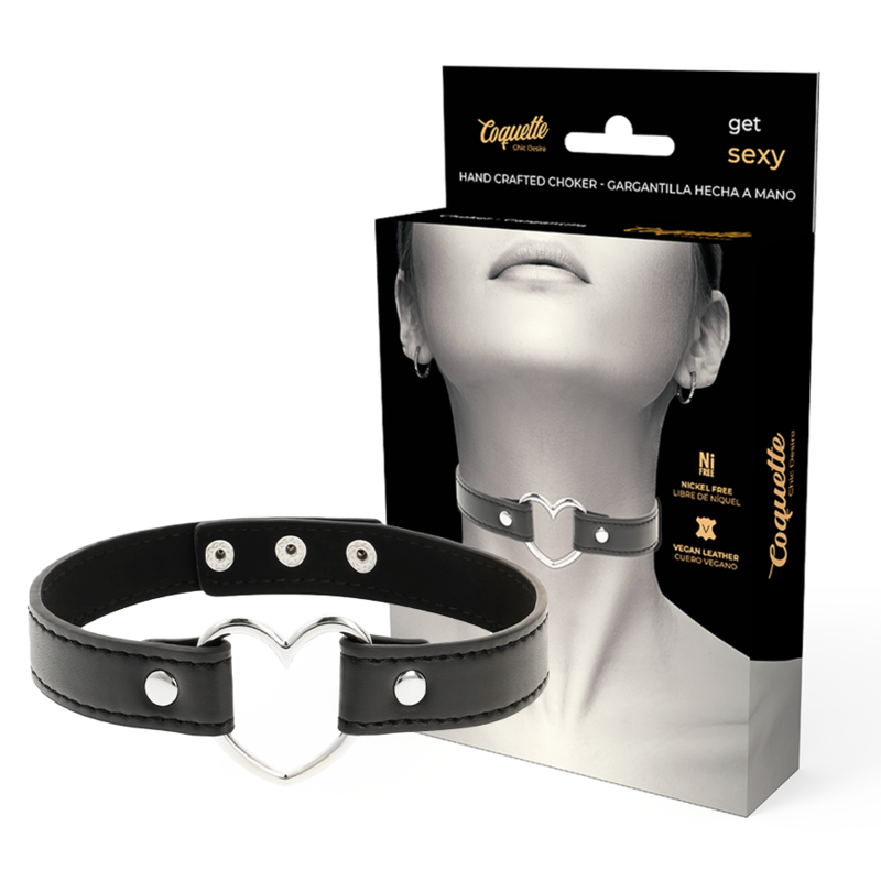 COQUETTE ACCESSORIES Collier Cuir Vegan Femme Accessoire Coeur - Aura Intime