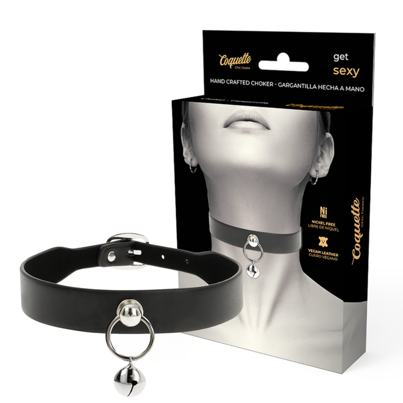 COQUETTE ACCESSORIES Collier Cuir Vegan Femme Accessoire Hochet/Cerceau - Aura Intime