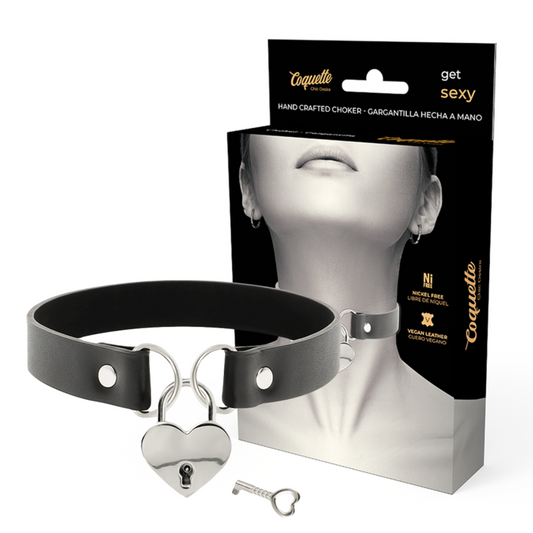 COQUETTE ACCESSORIES Collier Cuir Vegan Accessoire Coeur Cl? - Aura Intime