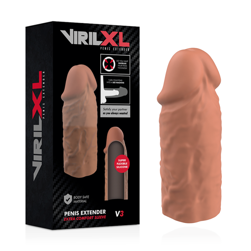 VIRILXL EXTENSION PÉNIS MARRON SILICONE LIQUIDE V3 — vue détaillée