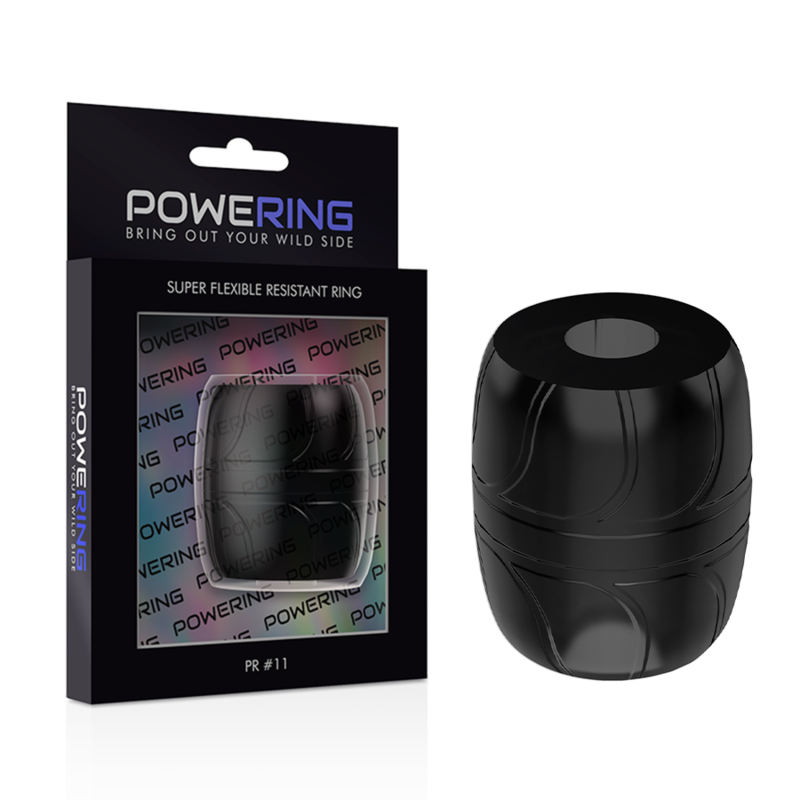 POWERING ANNEAU PÉNIS SUPER FLEXIBLE RÉSISTANT 5 CM PR11 NOIR — vue arrière