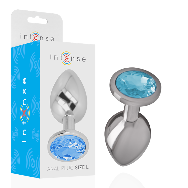 INTENSE ANAL TOYS Plug Anal Métal Aluminium Cristal Bleu Taille L - Aura Intime