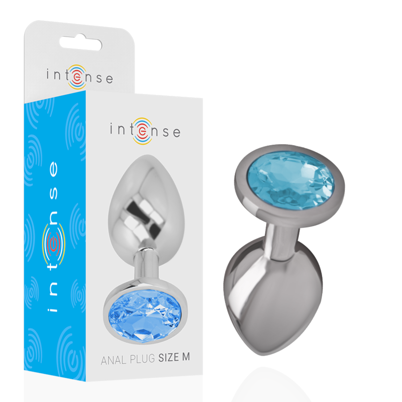 INTENSE ANAL TOYS Plug Anal Métal Aluminium Verre Bleu Taille M - Aura Intime