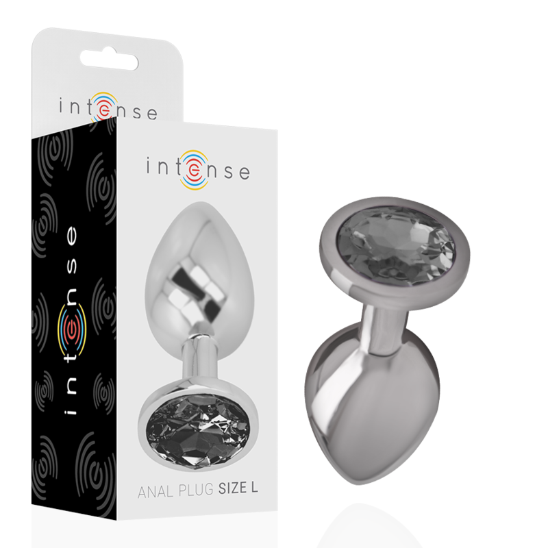 INTENSE ANAL TOYS Plug Anal Métal Aluminium Verre Noir Taille L - Aura Intime