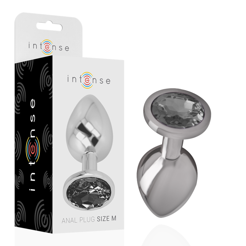 INTENSE ANAL TOYS Plug Anal Métal Aluminium Verre Noir Taille M - Aura Intime