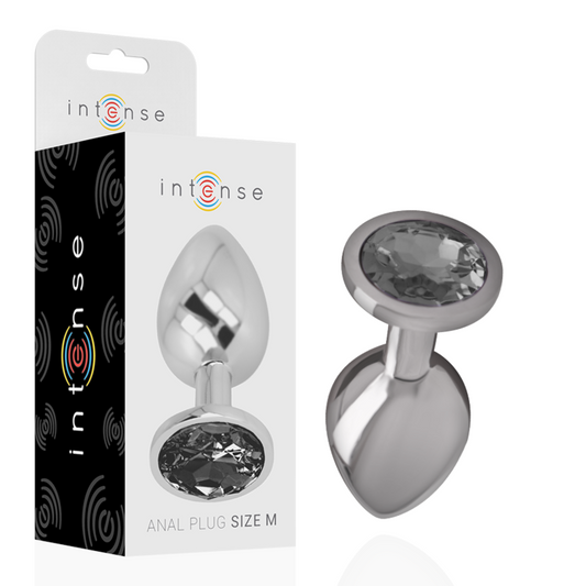 INTENSE ANAL TOYS Plug Anal Métal Aluminium Verre Noir Taille M - Aura Intime