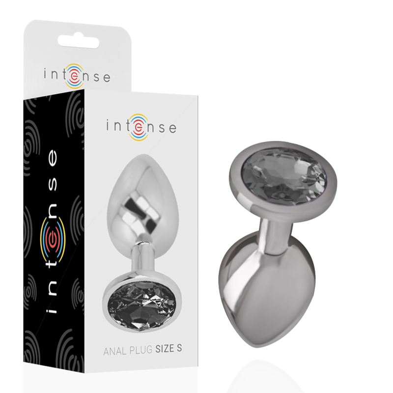 INTENSE ANAL TOYS Plug Anal Métal Aluminium Cristal Noir Taille S - Aura Intime