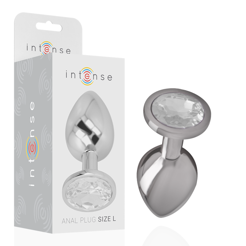 INTENSE ANAL TOYS Plug Anal Métal Aluminium Cristal Dargent Taille L - Aura Intime
