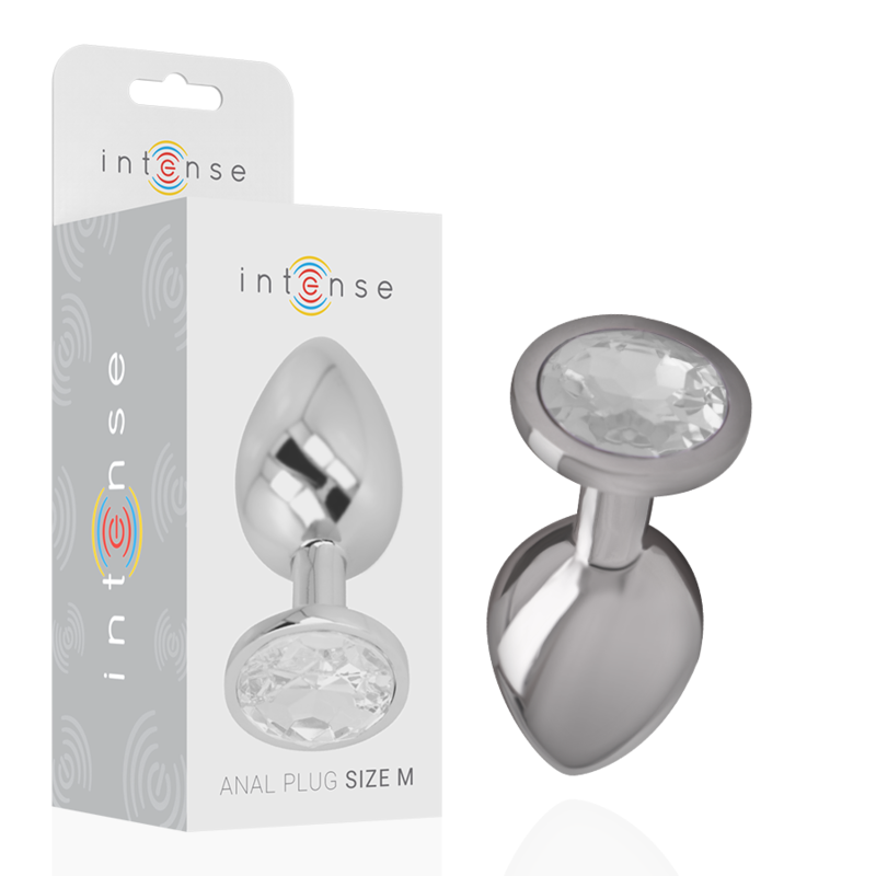 INTENSE ANAL TOYS Plug Anal Métal Aluminium Cristal Dargent Taille M - Aura Intime