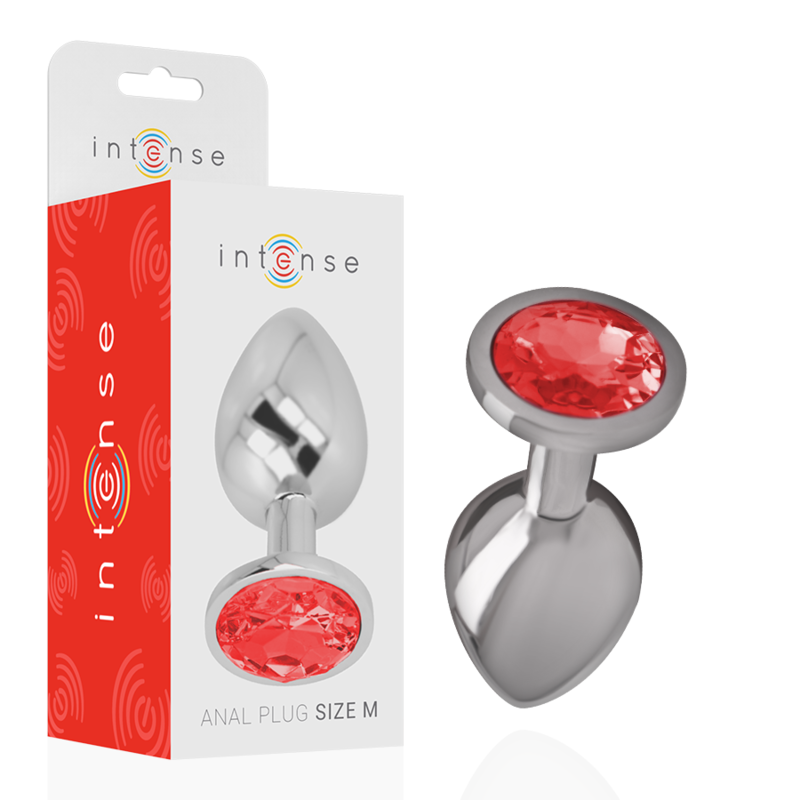 INTENSE ANAL TOYS Plug Anal Métal Cristal Rouge Taille M - Aura Intime